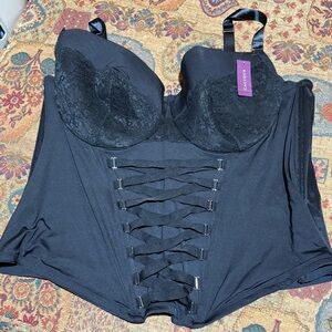 Cacique Black Lace-Up Corset